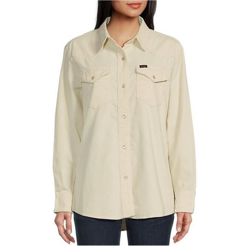NWT Wrangler Retro Corduroy Snap Shirt in Cream